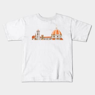 Italy Florence Cathedral Duomo watercolor painting Kids T-Shirt